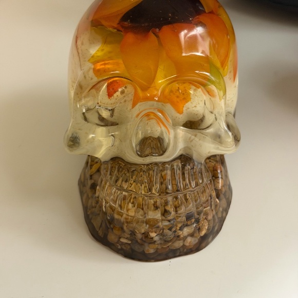 Other - Skull Art Piece with Orange and Yellow Accents
